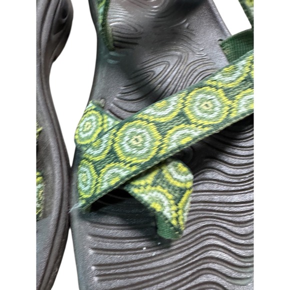 Chaco Women's Sandals Size 8 Green Brown Geometric Pattern Outdoor Strappy Gecko - Picture 3 of 6